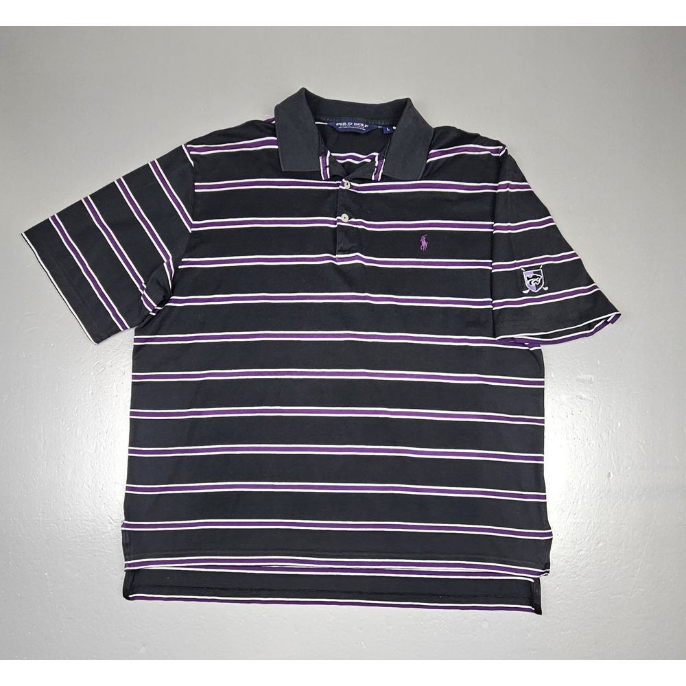 Polo Golf Ralph Lauren Kansas State Wildcats Polo Shirt Mens Large Black Striped
